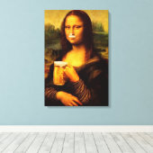 Mona Lisa drink bierbierliefhebbers Canvas Afdruk (Insitu (Houten vloer))