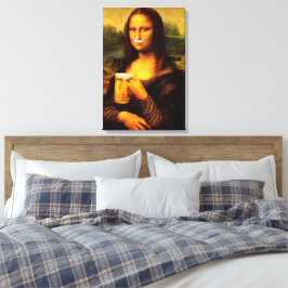 Mona Lisa drink bierbierliefhebbers Canvas Afdruk