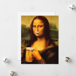 Mona Lisa drink bierbierliefhebbers Feestdagenkaart