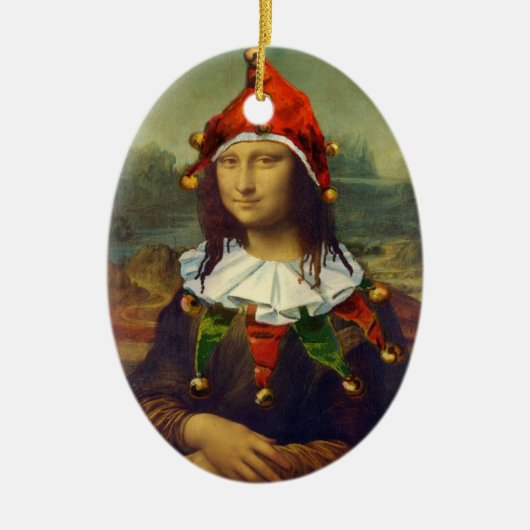 Mona Lisa Elf kerstversiering Keramisch Ornament (Voorkant)