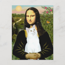 Mona Lisa en de witte kat Briefkaart