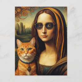 Mona Lisa en haar Ginger Cat Briefkaart
