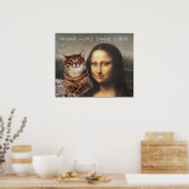 Mona Lisa en haar kat Poster (Keuken)