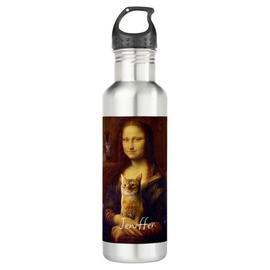 Mona Lisa en haar kat Waterfles (Voorkant)