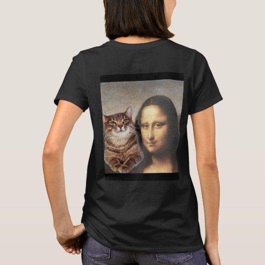 Mona Lisa en kat pal T-shirt (Achterkant)