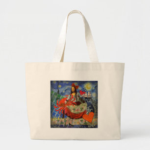 Mona Lisa en Krab Grote Tote Bag
