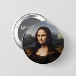 Mona Lisa en Leonardo da Vinci/ Italië Ronde Button 5,7 Cm