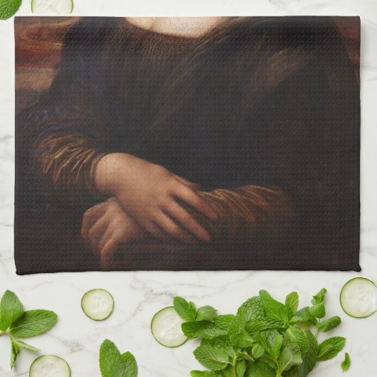 Mona Lisa en Leonardo da Vinci/ Italië Theedoek (Gevouwen)