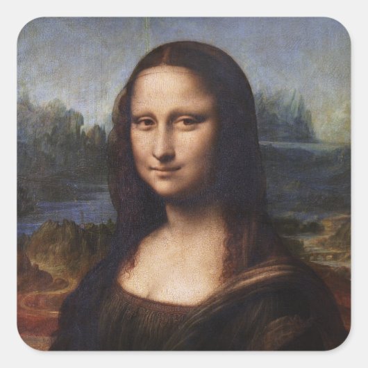 Mona Lisa en Leonardo da Vinci/ Italië Vierkante Sticker (Voorkant)