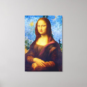 Mona Lisa en Van Gogh Canvas Afdruk