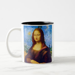 Mona Lisa en Van Gogh Tweekleurige Koffiemok