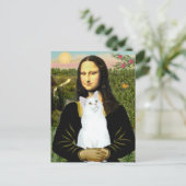 Mona Lisa en witte kat Briefkaart (Staand voorkant)