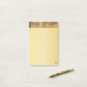  Mona Lisa Eyes & Monogram op Golden Post-it® Notes (Op bureau)