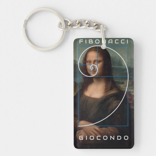 Mona Lisa Fibonacci Spiral Gold Ratio Sleutelhanger (Voorkant)