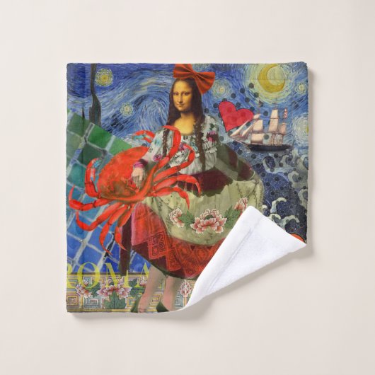 Mona Lisa Fun Zodiac Whimsical Bad Handdoek (Wasdoekje)