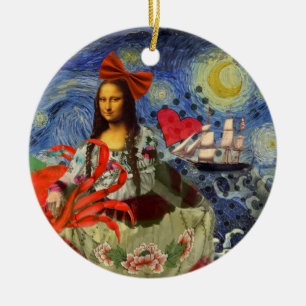 Mona Lisa Fun Zodiac Whimsical Keramisch Ornament