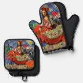 Mona Lisa Fun Zodiac Whimsical Ovenwant & Pannenlap Set (Voorkant / Achterkant)