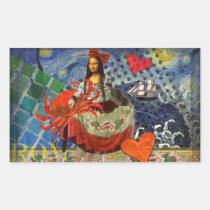 Mona Lisa Fun Zodiac Whimsical Rechthoekige Sticker