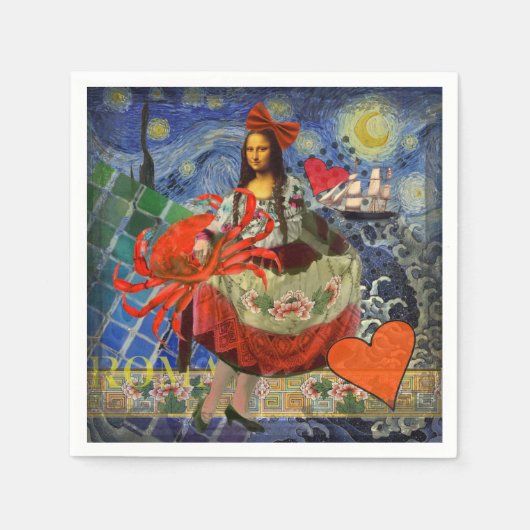 Mona Lisa Fun Zodiac Whimsical Servet (Voorkant)