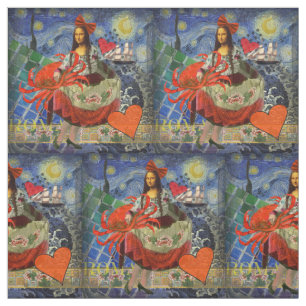 Mona Lisa Fun Zodiac Whimsical Stof