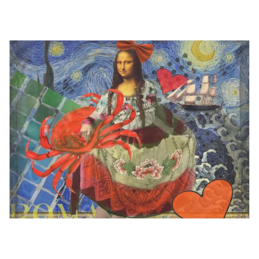 Mona Lisa Fun Zodiac Whimsical Tafelkleed (Voorkant (Horizontaal))
