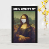 MONA LISA FUNNY 2020 MOEDERDAG KAART, FACE MASK KAART (Gele Bloem)