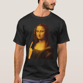 Mona Lisa Funny Painting Middle Finger Sticker3235 T-shirt