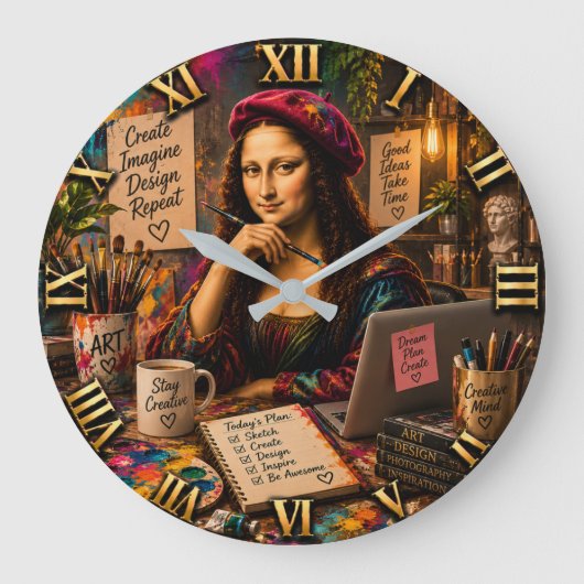 Mona Lisa Graphic Designer Funny Creative Studio Grote Klok (Voorkant)