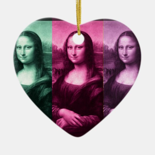Mona Lisa Green Pink Paars Keramisch Ornament (Voorkant)