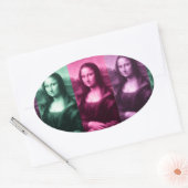 Mona Lisa Green Pink Paars Ovale Sticker (Envelop)