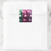 Mona Lisa Green Pink Paars Vierkante Sticker (Tas)