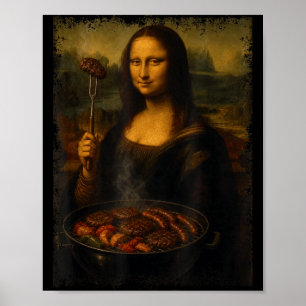 Mona lisa grillt bbq grappig poster
