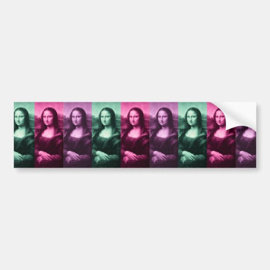Mona Lisa Groen Roze Paars Bumpersticker (Voorkant)