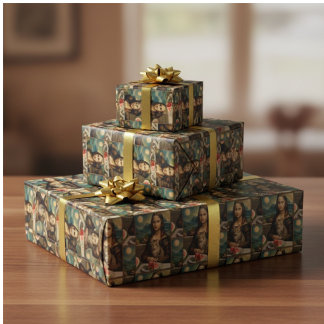 Mona Lisa & haar kat  -  Zomerstemming \ Cadeaupapier