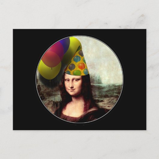 Mona Lisa Happy Birthday Party Pet Briefkaart (Voorkant)
