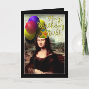 Mona Lisa Happy Birthday Party Pet Kaart