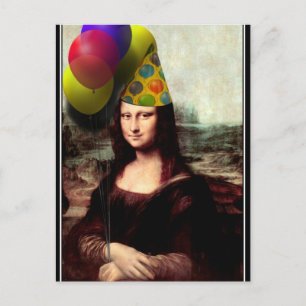 Mona Lisa Happy Verjaardagsfeesthoed Briefkaart