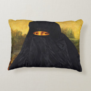Mona Lisa Hidden Behind Burqa Accent Kussen