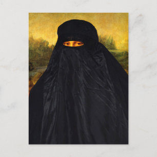 Mona Lisa Hidden Behind Burqa Briefkaart