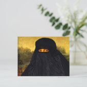 Mona Lisa Hidden Behind Burqa Briefkaart (Staand voorkant)