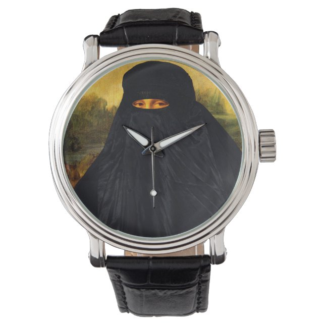 Mona Lisa Hidden Behind Burqa Horloge (Voorkant)