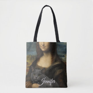Mona Lisa Holding Elegant Gray Cat                 Draagtas