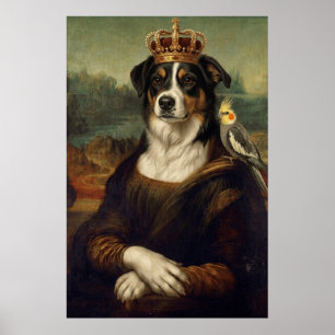 Mona Lisa Hond met Cockatiel Papegaai Fijne Kunst  Poster