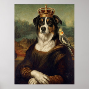 Mona Lisa Hond met Cockatiel Papegaai Fijne Kunst Poster