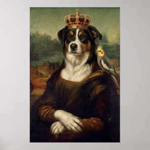 Mona Lisa Hond met Cockatiel Papegaai Fijne Kunst Poster