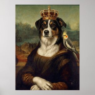 Mona Lisa Hond met Cockatiel Papegaai Fijne Kunst  Poster