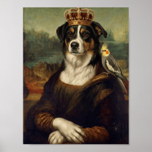 Mona Lisa-hond met Cockatiel-papegaai Fijne Kunst Poster