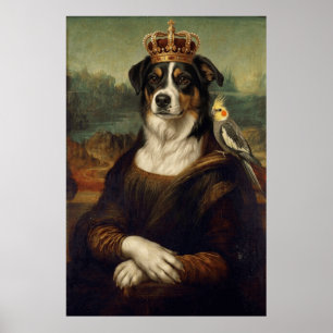 Mona Lisa Hond met Cockatiel Papegaai Fijne Kunst Poster