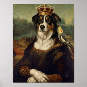 Mona Lisa Hond met Cockatiel Papegaai Fijne Kunst Poster