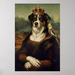 Mona Lisa Hond met Cockatiel Papegaai Fijne Kunst Poster